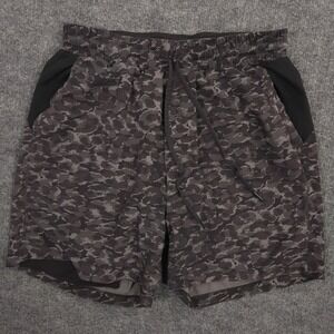 Lululemon Repetition Shorts Mens M Gray Mini Urban Leopard Lined Gym Run Train